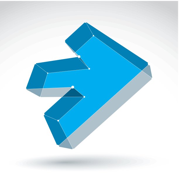 3d网格时尚的彩色向前箭头孤立在白色的背景图片下载