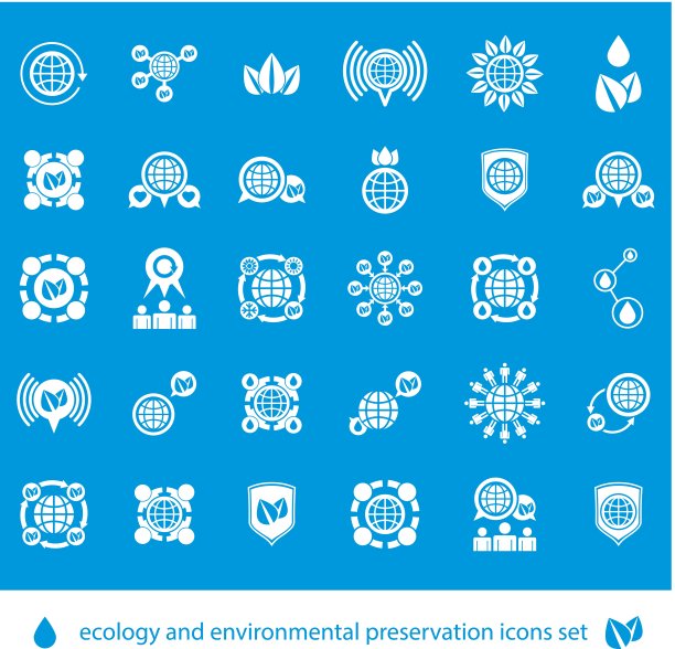 生态和环境保护矢量图标集，不寻常图片下载