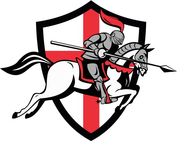 英国骑士骑马英格兰旗复古图片下载