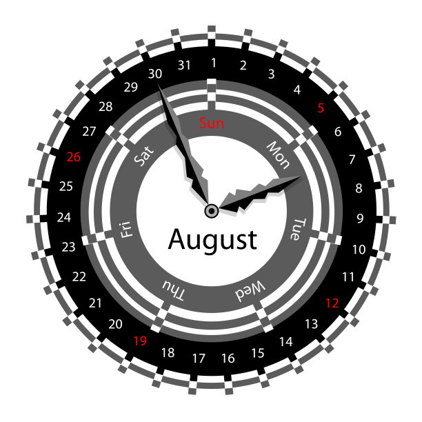 设计一款带有20年圆形日历的时钟的创意图片下载