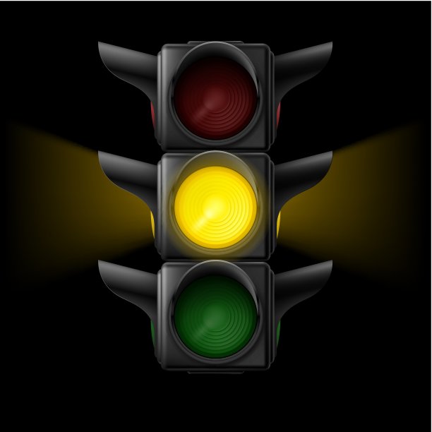 黄色交通灯亮了图片下载