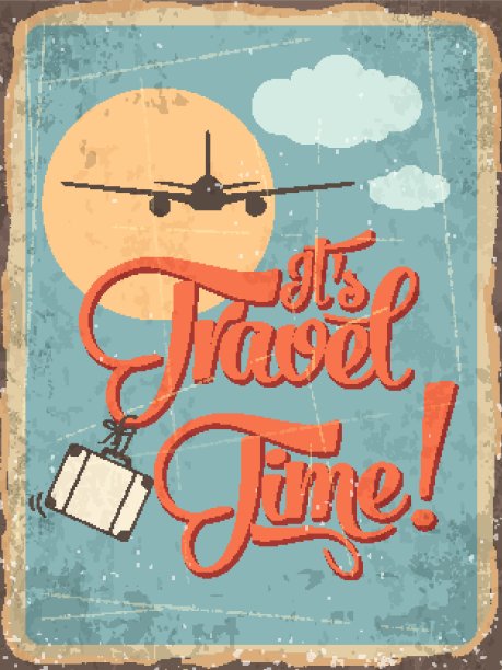 复古金属标志“这是旅行时间”图片下载