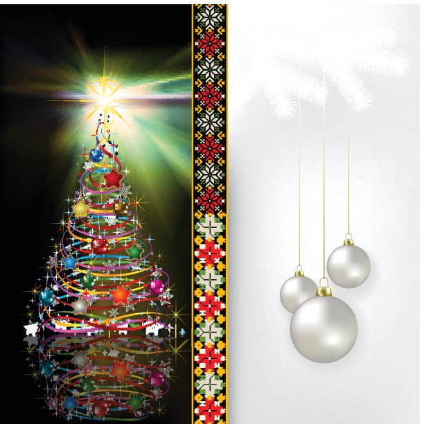 摘要用圣诞树和装饰庆祝问候图片下载