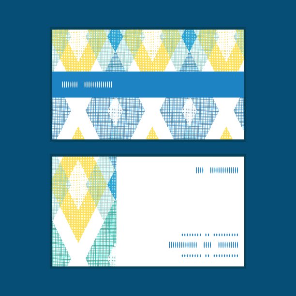 矢量彩色织物伊卡特钻石横条纹框架图案名片套图片下载