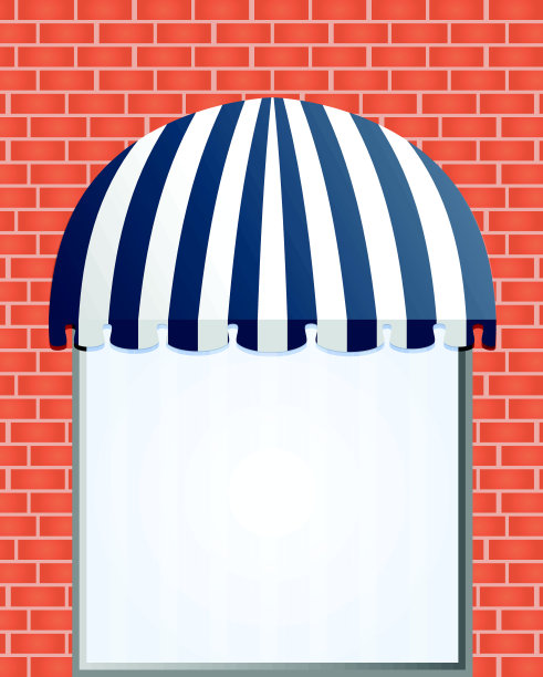 蓝色的店面遮阳篷图片下载