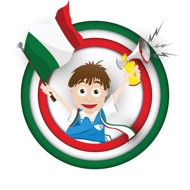 意大利足球球迷旗帜卡通图片下载