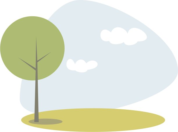 矢绿树在蓝天上，春天或夏天的一天。图片下载