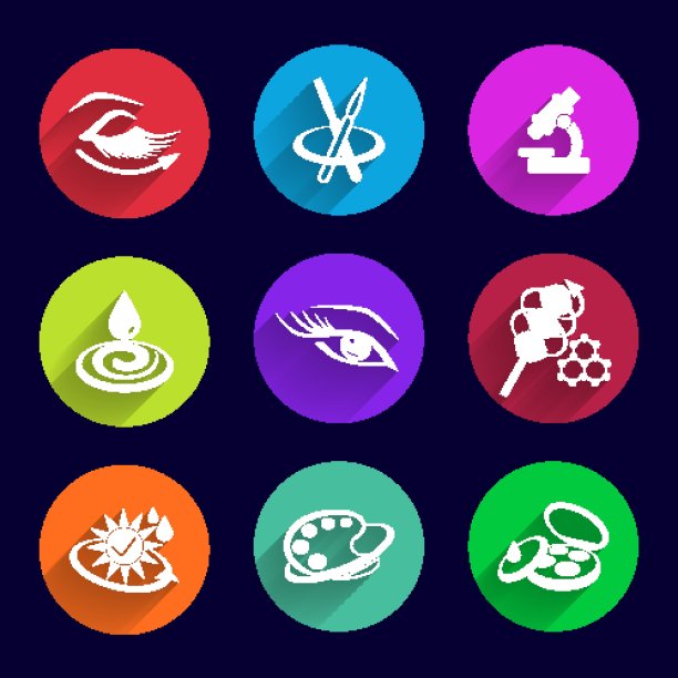 化妆品图标设置插图口红刷女性睫毛膏图片下载