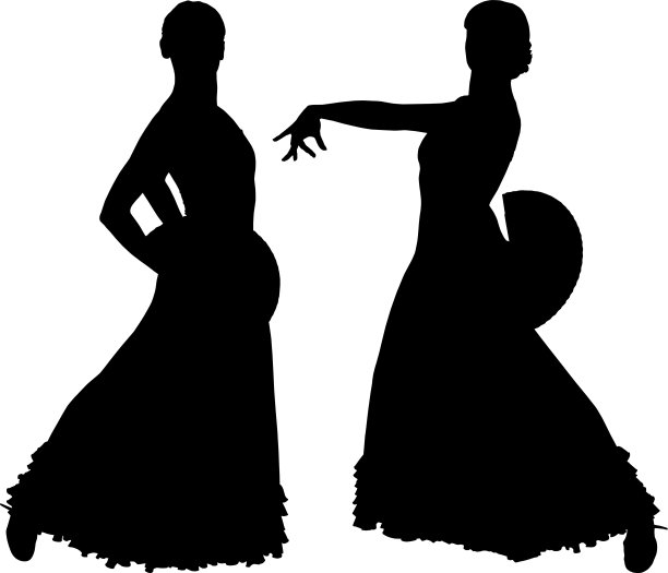 弗拉门戈女舞者的两个黑色剪影图片下载