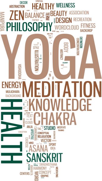 瑜伽。文字拼贴在白色背景上。图片下载