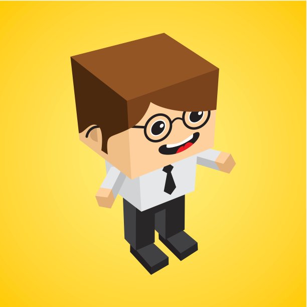 块等距卡通人物图片下载