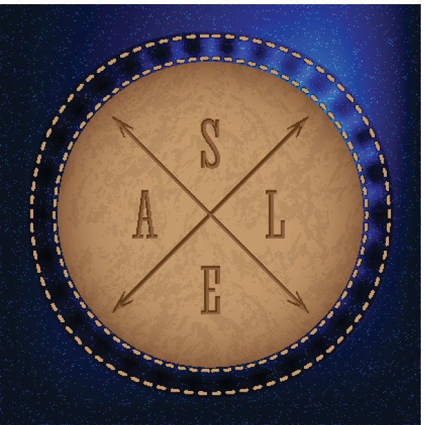 酷的牛仔裤材料与销售徽章图片下载