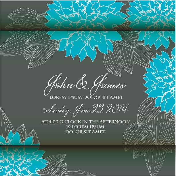 带有抽象花卉背景的请帖或婚礼卡片。图片下载