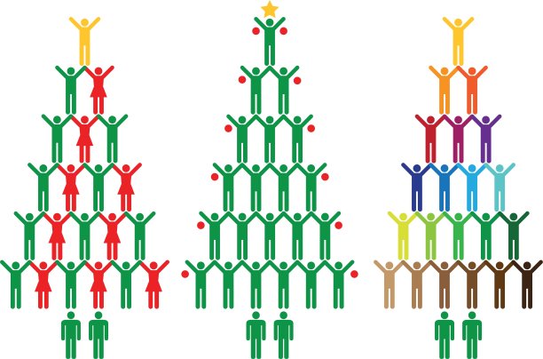 圣诞树与人的图标，向量图片下载