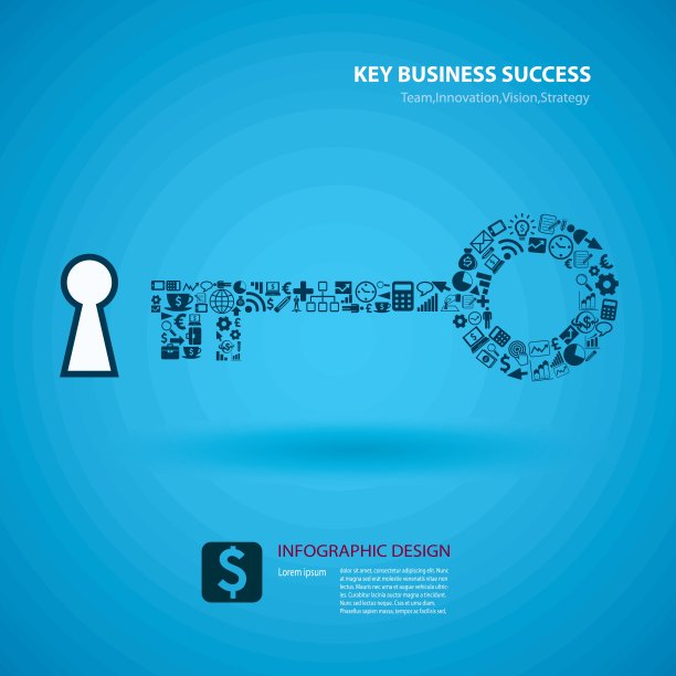 一键以商业图标为背景，商业成功理念图片下载