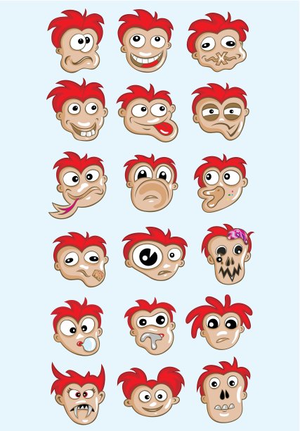 表情脸卡通套装图片下载