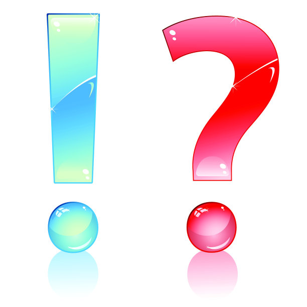 蓝色感叹号和红色问号。图片下载