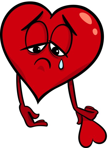 伤心破碎的心卡通插图图片下载