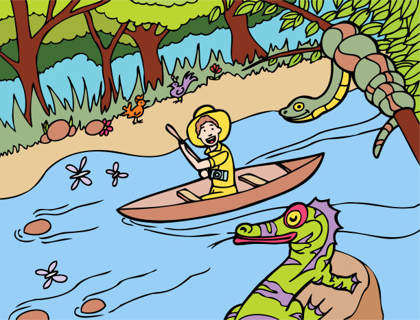 森林河流骑图片下载