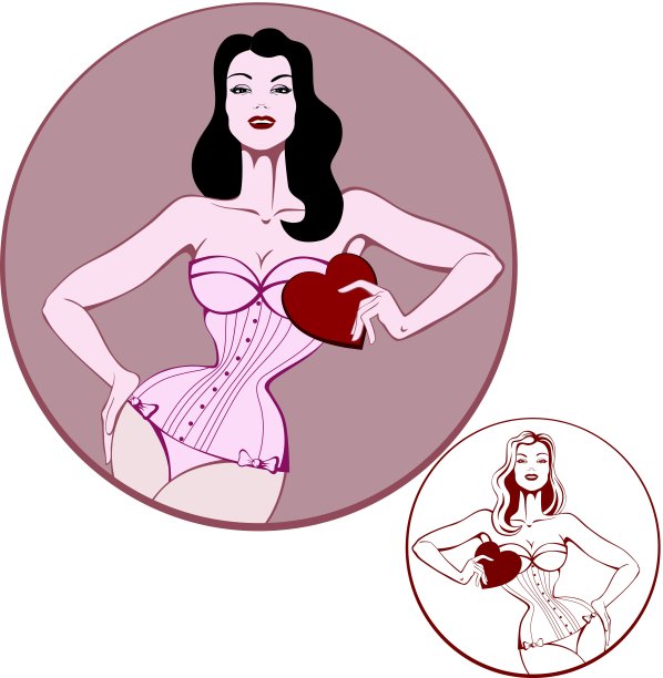 年轻迷人的女人在内衣持有一个心卡图片下载