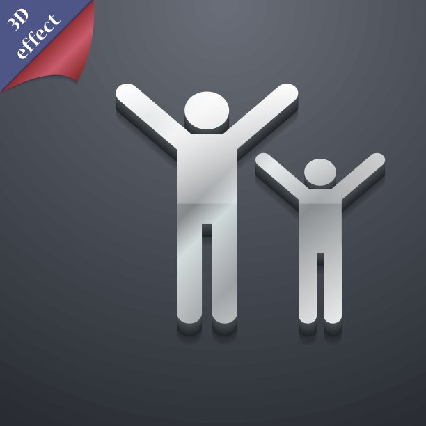 幸福家庭的图标象征。3 d风格。时尚，现代的设计与空间为您的文本向量图片下载