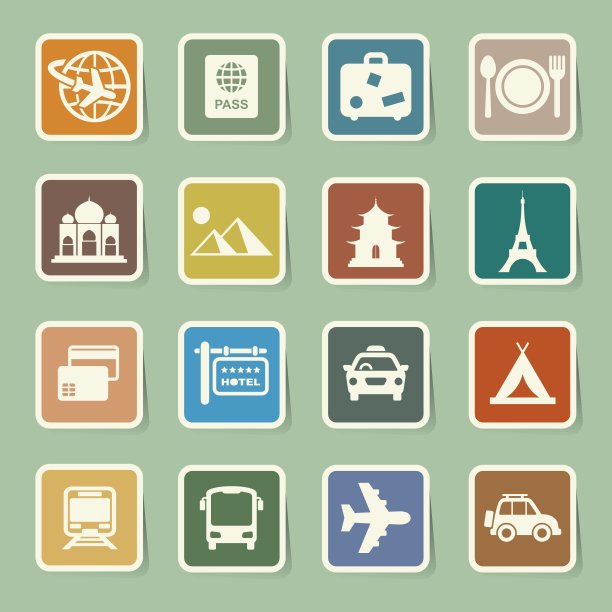 旅行和度假图标集图片下载