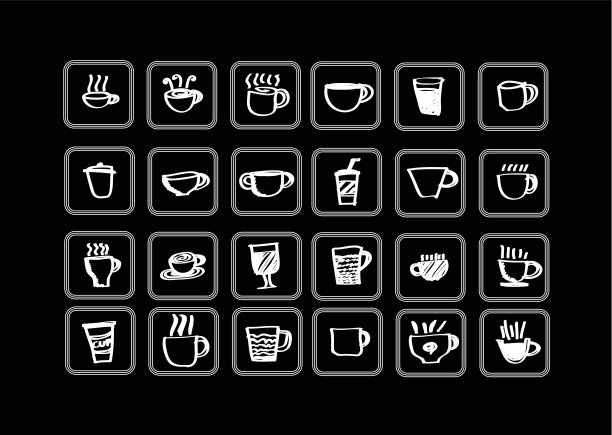 咖啡杯套装或茶杯图标收集设计图片下载