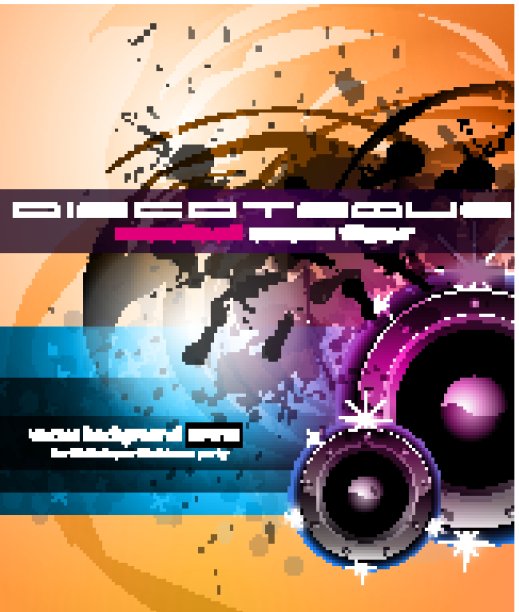 彩虹迪斯科背景海报或传单图片下载