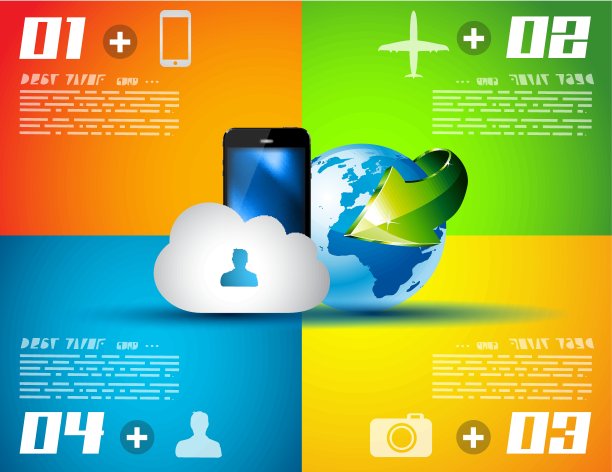 信息图表设计模板与纸标签。图片下载