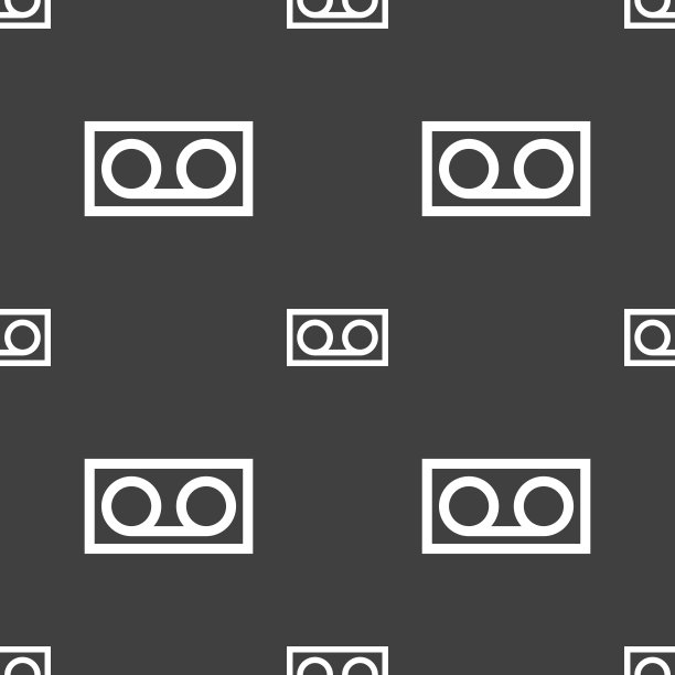 录音带图标标志。灰色背景上的无缝模式。向量图片下载