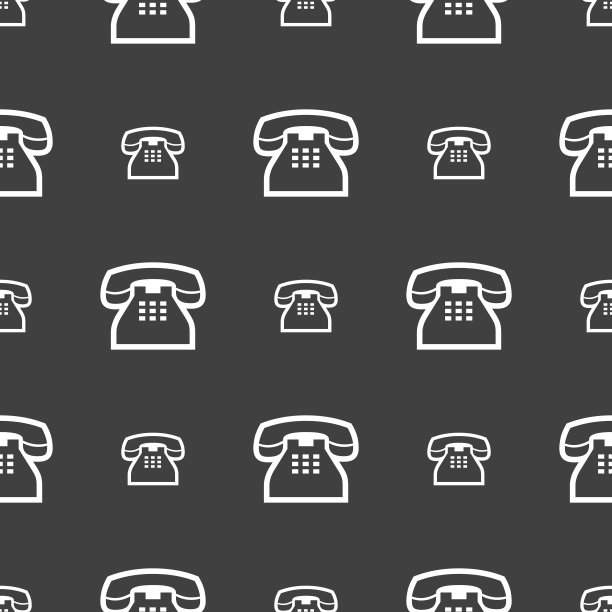 复古手机图标标志。灰色背景上的无缝模式。向量图片下载