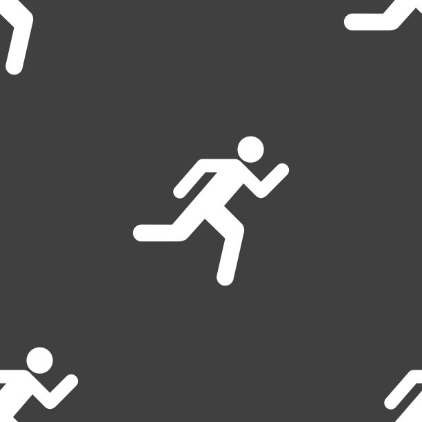 跑步人图标标志。灰色背景上的无缝模式。向量图片下载