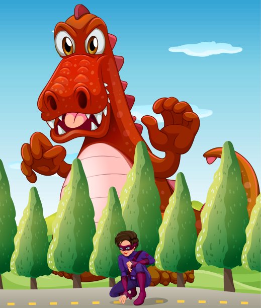 一只可怕的巨鳄和一个超级英雄图片下载