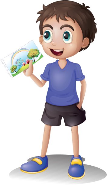 一个年轻人拿着一幅画图片下载