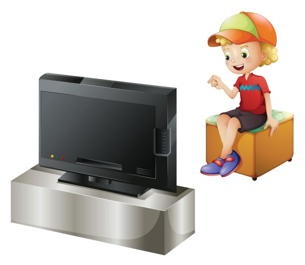 一个快乐的孩子在看电视图片下载