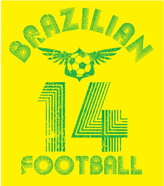 巴西足球复古风格矢量艺术图片下载