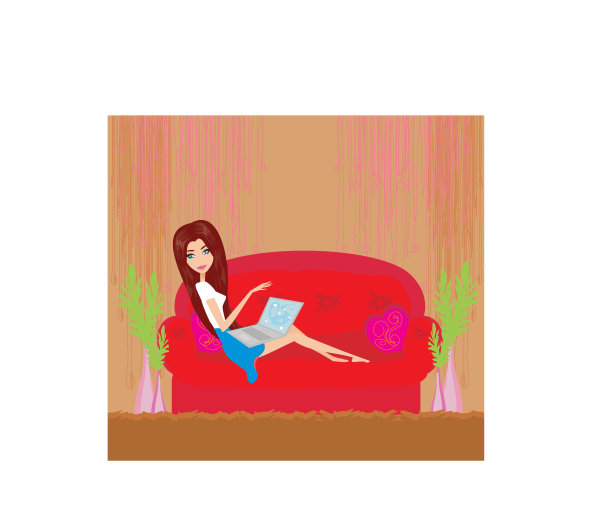 网上购物的女孩图片下载