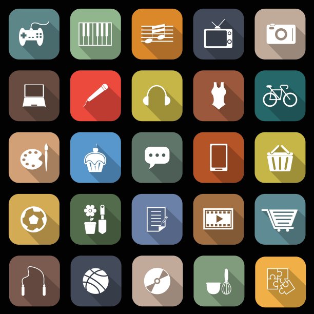 爱好长阴影的平面图标图片下载