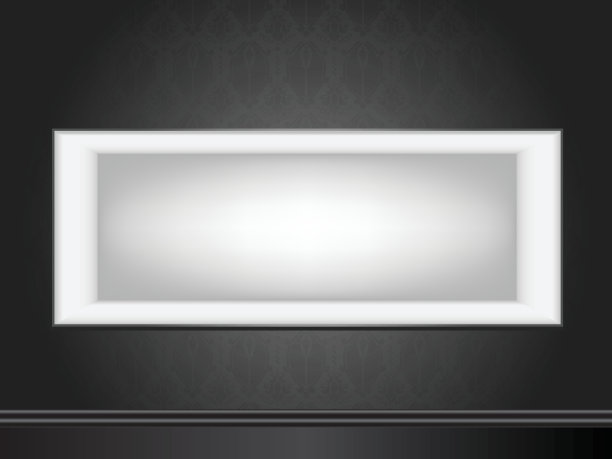 白色框架的墙壁和无缝的黑色墙纸图片下载