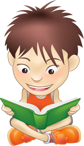 小男孩在读一本书图片下载