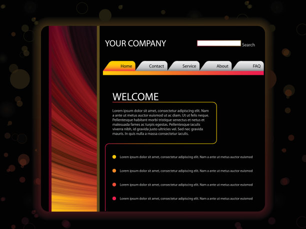 网站布局模板在红色和黄色的颜色图片下载