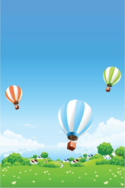 绿色景观与热气球图片下载