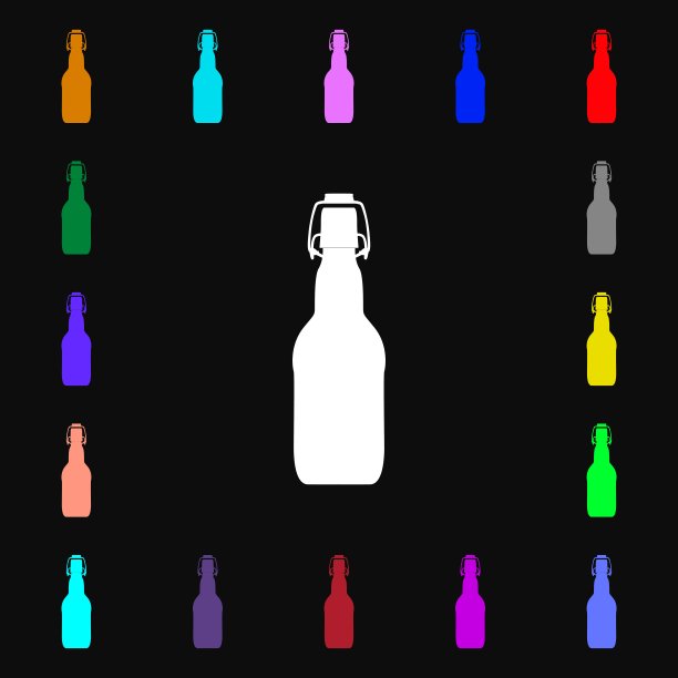 瓶iconi迹象。为你的设计添加了很多色彩丰富的符号。向量图片下载