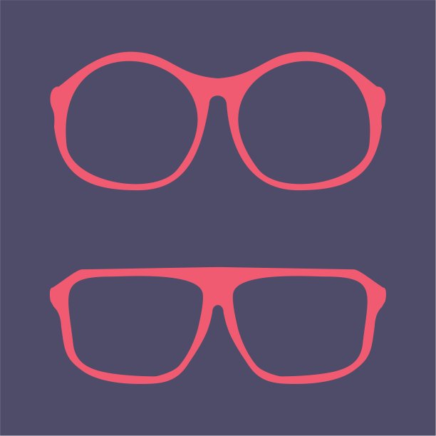 粉色书呆子眼镜复古潮的矢量插图图片下载