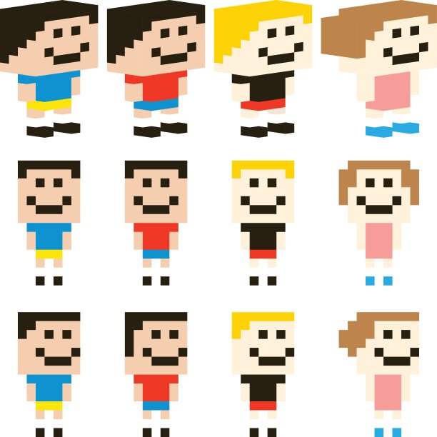 矢量像素艺术儿童角色图片下载