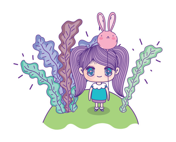 小朋友可爱的小女孩动漫卡通气球图片下载