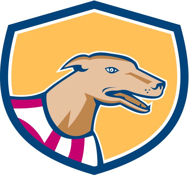 灰狗狗头侧盾复古图片下载