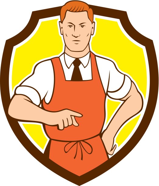 厨师厨师指向盾牌卡通图片下载