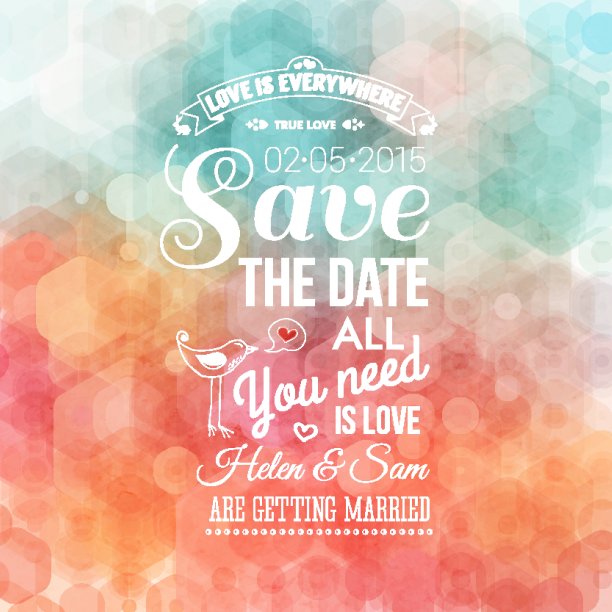 把日期留到个人假期。婚礼的邀请。向量图片下载