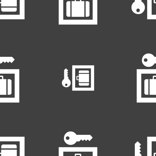 行李寄存标志。灰色背景上的无缝模式。向量图片下载